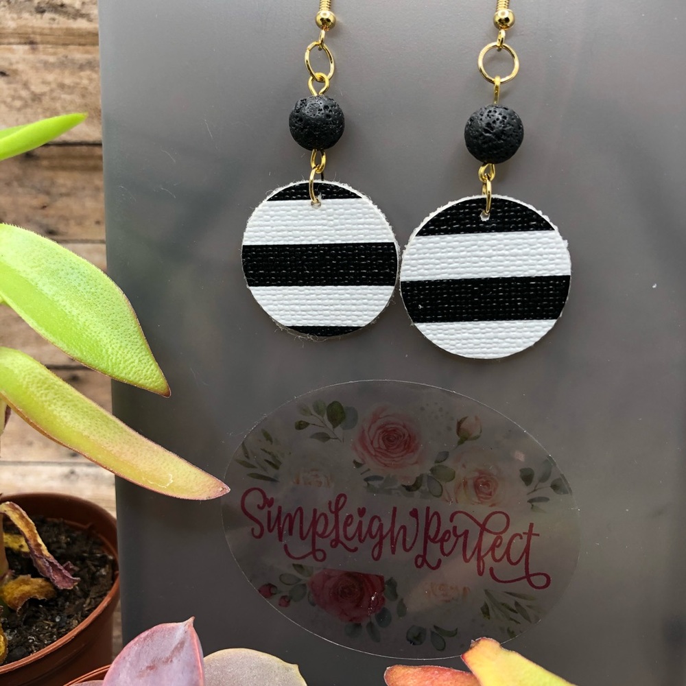 🖤 Lava Bead Faux Leather Earrings 🖤